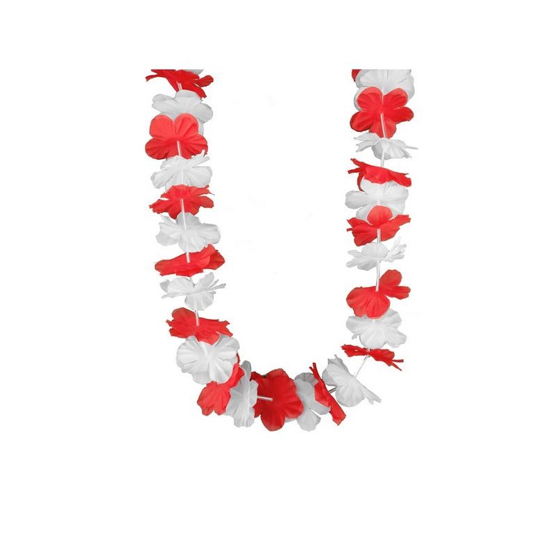 Collier fleurs feria rouge et blanc